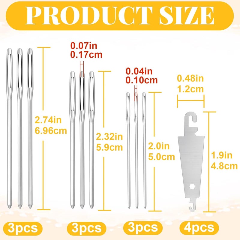 DCCLISENCE 9 Pcs Large Eyes Sewing Needles with 4 Pcs Needle Threader, Embroidery Needles for Hand Sewing, Cross Stitch Needles for Hand Sewing, Hand Embroidery (Silver) - Image 2